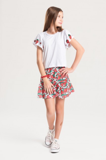 Conjunto Infantil Feminino Flor de Morango