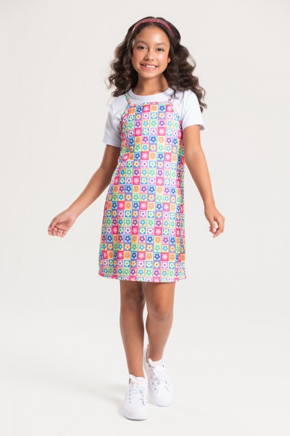 Salopete Infantil Feminina Brincando com As Cores