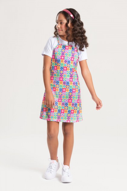 Salopete Infantil Feminina Brincando com As Cores