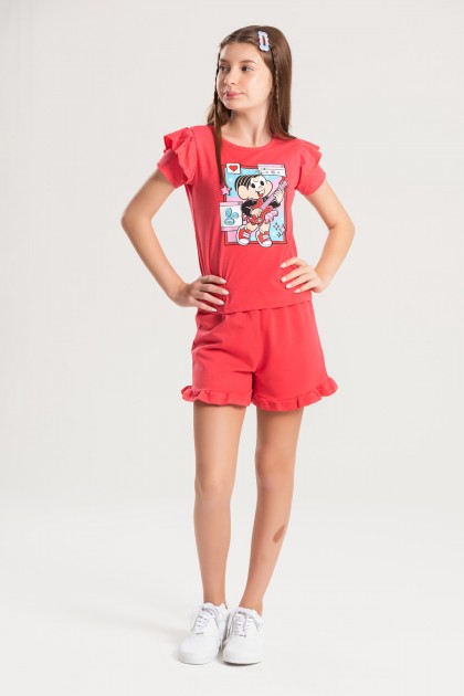 Conjunto Infantil Feminino Rock - Turma da Mônica
