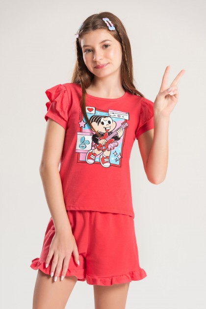 Conjunto Infantil Feminino Rock - Turma da Mônica