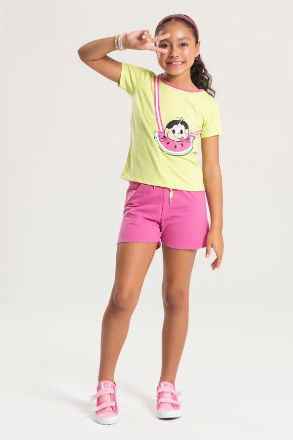 Conjunto Feminino Infantil Magali Faminta - Turma da Mônica