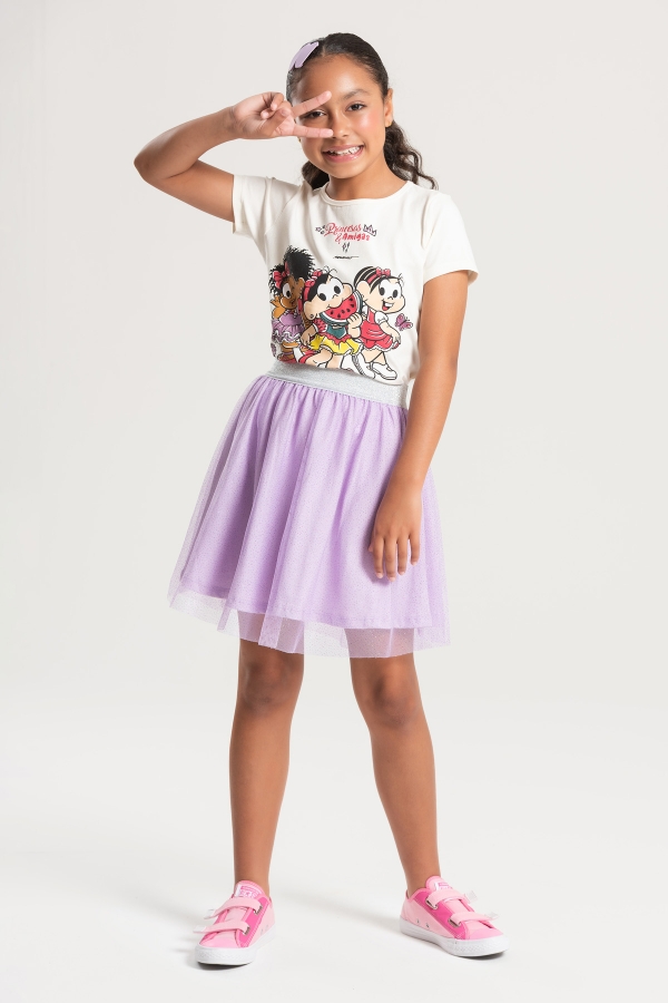 Conjunto Infantil Feminino Princesas e Amigas - Turma da Mônica