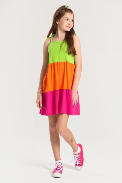 Vestido Feminino Infantil Tons Vibrantes