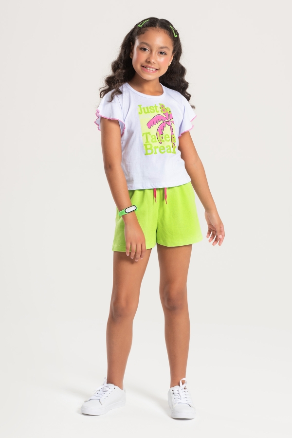 Conjunto Feminino Infantil Coqueiro Tropical