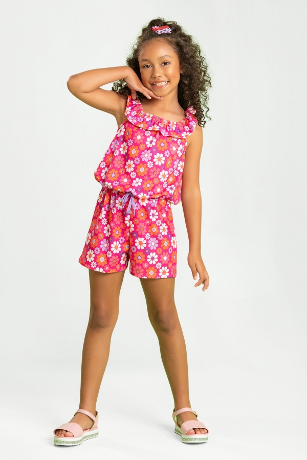 Macaquinho Feminino Infantil Jardim Florido