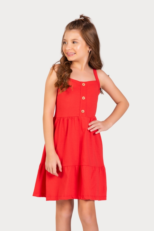 Vestido Feminino Infantil Botões