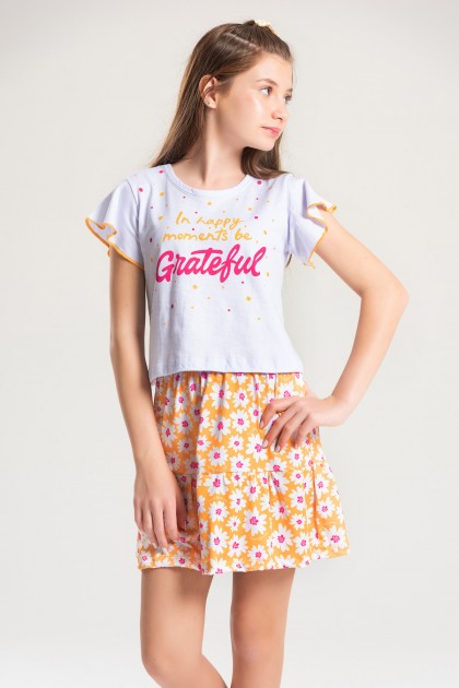 Conjunto Infantil Feminino Agradecer Pelos Momentos