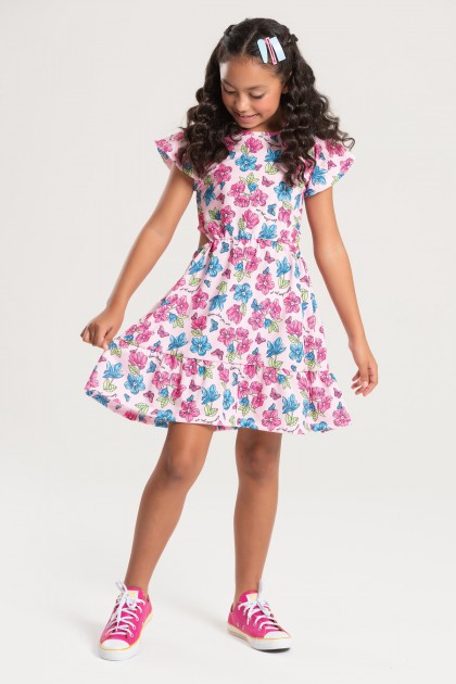Vestido Feminino Infantil Campo de Flores