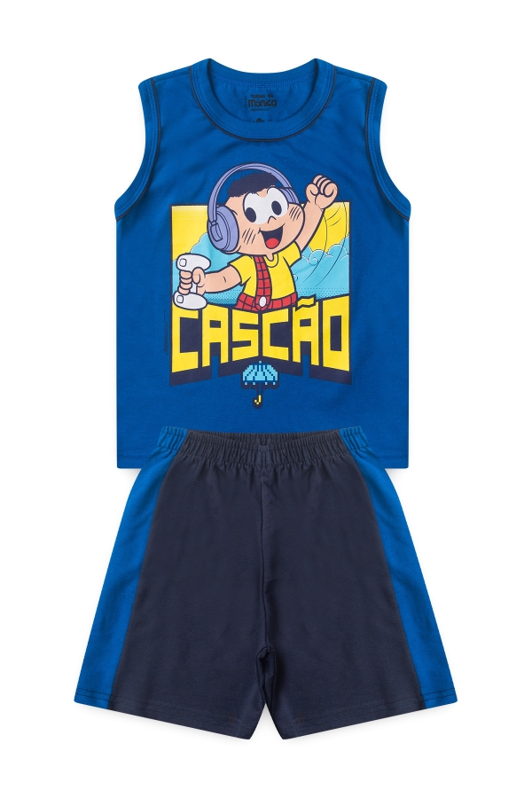 Conjunto Masculino Infantil Jogador Cascão - Turma da Mônica