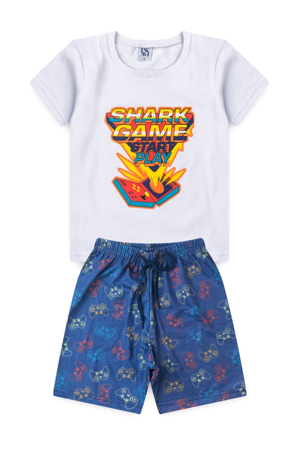 Pijama Infantil Masculino Jogo de Tubarão