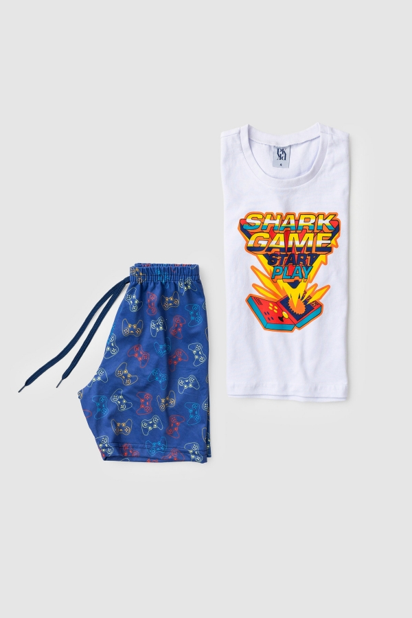 Pijama Infantil Masculino Jogo de Tubarão