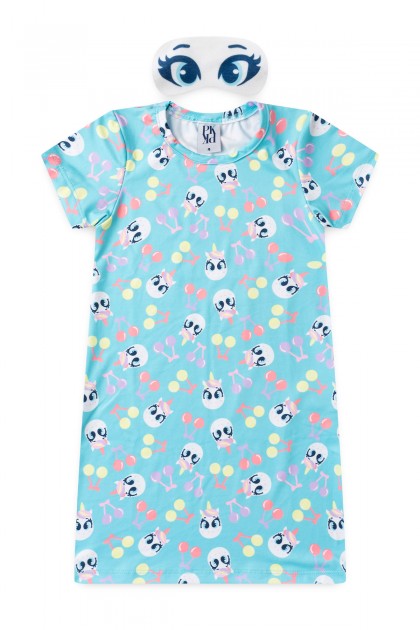 Pijama Vestido Infantil Pequenos Unicórnios