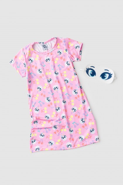Pijama Vestido Infantil Doce Das Cerejas
