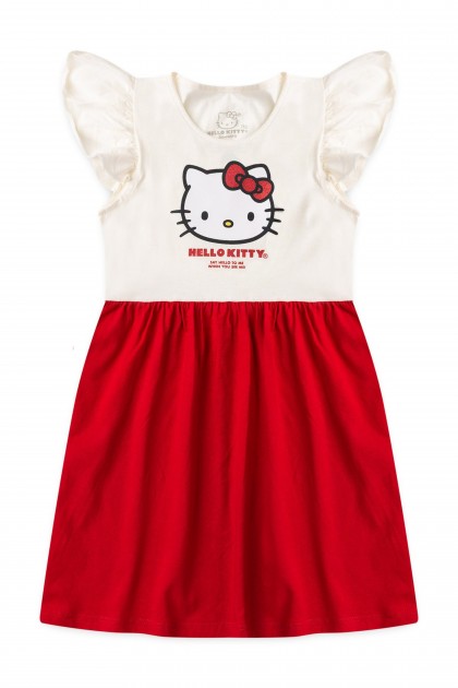 Vestido Feminino Infantil Dizer Olá - Hello Kitty