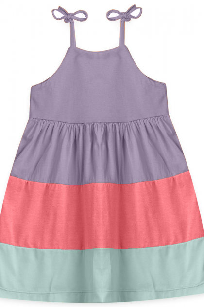 Vestido Feminino Infantil Tricolor