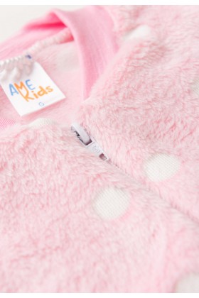 Macacão Fleece - Poá Rosa Bebê - Ame Kids