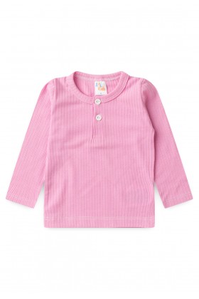 Conjunto Blusa Manga Longa Botões e Calça - Rosa - Ame Kids