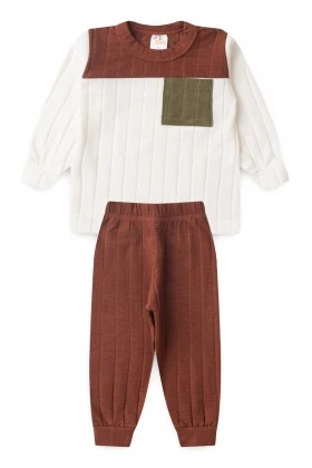 Conjunto Blusa Manga Longa Tricolor e Calça - Avelã - Ame Kids