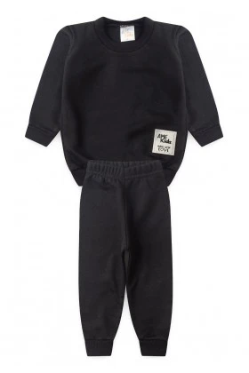 Conjunto Blusa Manga Longa e Calça Moletom - Preto - Ame Kids