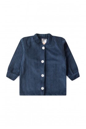 Conjunto Casaco  Manga Longa e  Calça Plush - Azul Marinho - Ame Kids