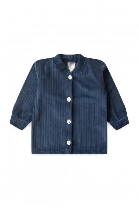 Conjunto Casaco  Manga Longa e  Calça Plush - Azul Marinho - Ame Kids