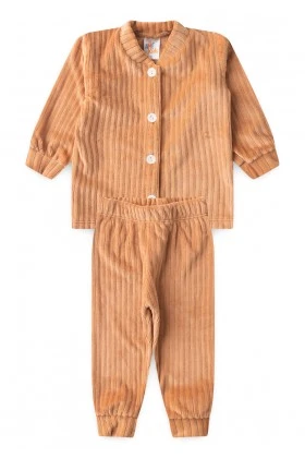 Conjunto Casaco  Manga Longa e  Calça Plush - Cobre - Ame Kids