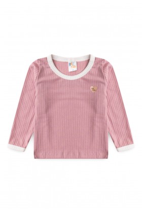 Conjunto Blusa Manga Longa Friso e Calça - Rosa - Ame Kids