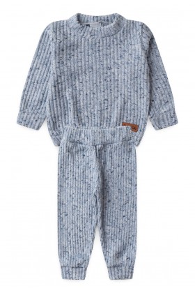 Conjunto Blusa Manga Longa e Calça Brush - Azul - Ame Kids