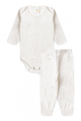 Conjunto Body e Calça Térmica - Off-White - Ame Kids