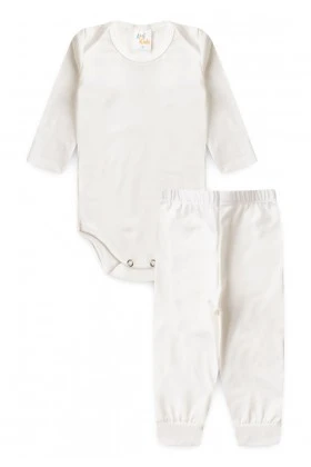 Conjunto Body e Calça Térmica - Off-White - Ame Kids