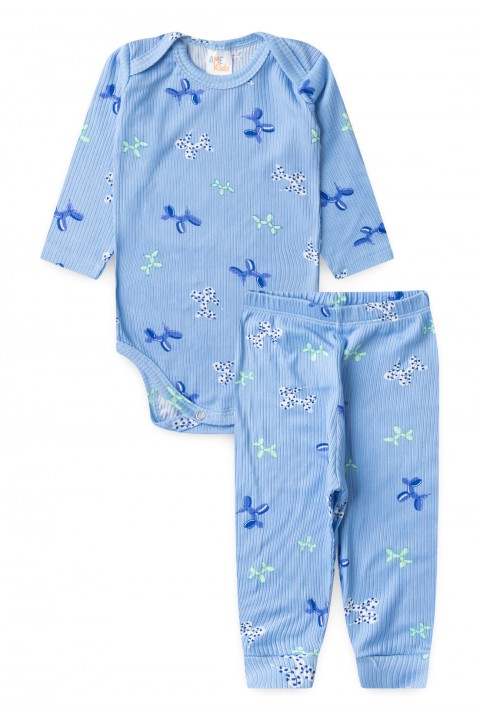 Conjunto Canelado Light Longo - Balões Azul Bebê - Ame Kids