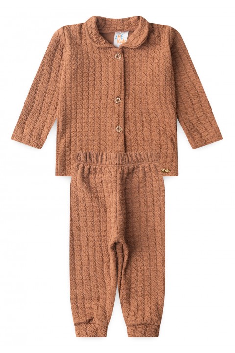 Conjunto Blusa e Calça Bubble Menina - Avelã - Ame Kids