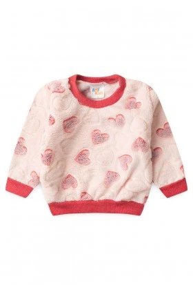 Conjunto Casaco e Calça Fleece - Corações - Ame Kids