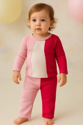Conjunto Blusa e Calça Santorini Tricolor -  Tricolor Rosa Bebê - Ame Kids