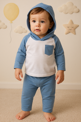Conjunto Blusa Capuz Manga Longa e Calça - Azul - Ame Kids