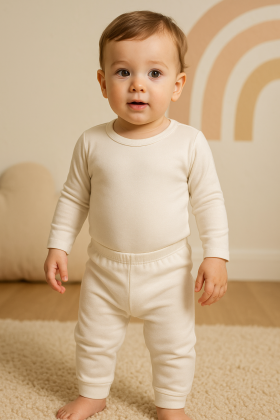 Conjunto Body e Calça Térmica - Off-White - Ame Kids
