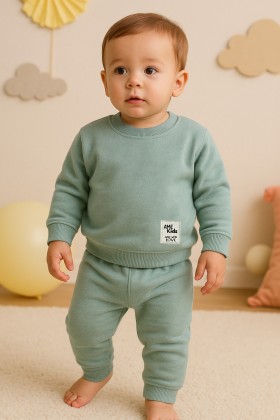 Conjunto Blusa Manga Longa e Calça Moletom - Verde Jade - Ame Kids