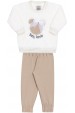 Conjunto Casaco Pelo - Off-White e Caramelo - Randa Mundu