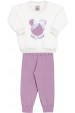 Conjunto Casaco Pelo - Off-White e Lilás - Randa Mundu