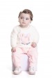 Conjunto Casaco Pelo - Off-White e Lollipop - Randa Mundu