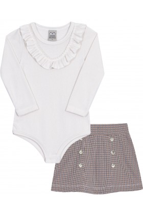 Conjunto Body e Saia - Off-White - Randa Mundu