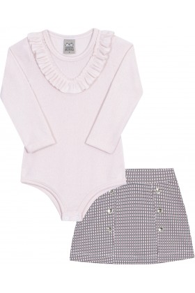 Conjunto Body e Saia - Rosa - Randa Mundu