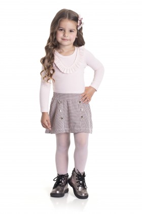 Conjunto Body e Saia - Rosa - Randa Mundu