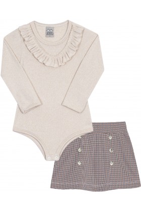 Conjunto Body e Saia - Soft Peach - Randa Mundu