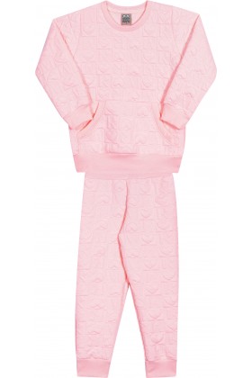 Conjunto Casaco Matelasse Corações - Rosa Shine - Randa Mundu