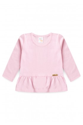 Conjunto Blusa com Babado e Calça Menina - Rosa Bebê - Ame Kids