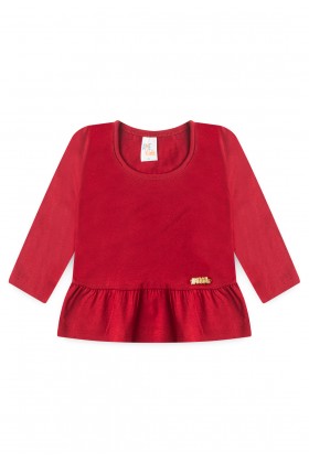 Conjunto Blusa com Babado e Calça Menina - Vermelho - Ame Kids