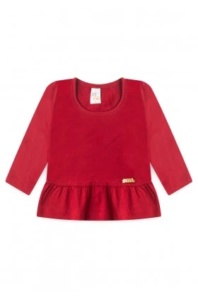Conjunto Blusa com Babado e Calça Menina - Vermelho - Ame Kids