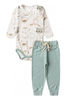 Conjunto Body Canelado Menino - Bichinhos - Ame Kids